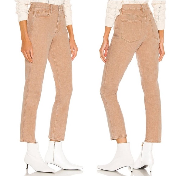 NWT‎ Frame Le Sylvie Jean High Rise Slender Straight Leg Rigid Denim Sand 28 - Picture 1 of 16